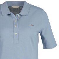 GANT Ladies Polo Shirt - SLIM SHIELD PIQUE POLO, half-sleeved, button placket, logo, plain Light blue M (Medium)
