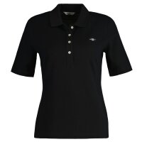 GANT Ladies Polo Shirt - SLIM SHIELD PIQUE POLO, half-sleeved, button placket, logo, plain Black XS (X-Small)