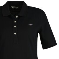 GANT Ladies Polo Shirt - SLIM SHIELD PIQUE POLO, half-sleeved, button placket, logo, plain Black XS (X-Small)