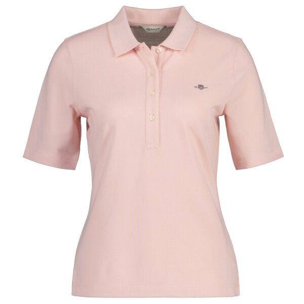 GANT Damen Poloshirt - SLIM SHIELD PIQUE POLO, Halbarm, Knopfleiste, Logo, uni Rosa M