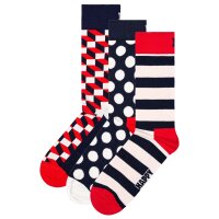 Happy Socks Unisex Socken, 3er Pack - Classic, Muster, Baumwollmischung, gemischte Farben Filled Optic 36-40