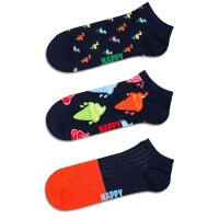 Happy Socks Unisex Sneaker-Socken, 3er Pack - Low Socks, Muster, Farbmix Navy 36-40