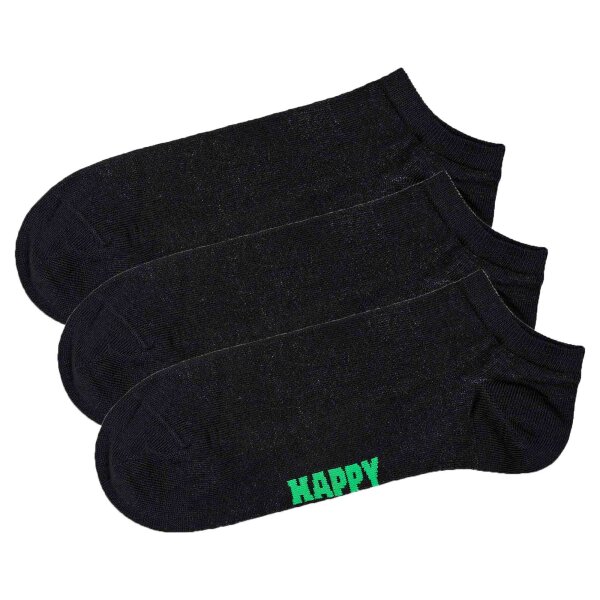 Happy Socks Unisex Sneaker Socks, 3-pack - Solid Socks Low, cotton blend, solid color Black 36-40 (UK 4-7)