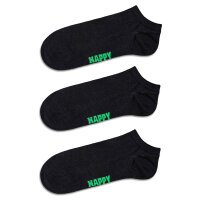 Happy Socks Unisex Sneaker-Socken, 3er Pack - Solid Socks Low, Baumwollmischung, einfarbig Schwarz 36-40