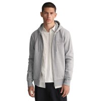 GANT Herren Sweatjacke mit Kapuze - REGULAR TONAL SHIELD FULL ZIP HOODIE, Baumwolle Grau 4XL
