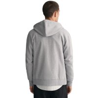 GANT Herren Sweatjacke mit Kapuze - REGULAR TONAL SHIELD FULL ZIP HOODIE, Baumwolle Grau M