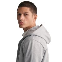 GANT Herren Sweatjacke mit Kapuze - REGULAR TONAL SHIELD FULL ZIP HOODIE, Baumwolle Grau XL