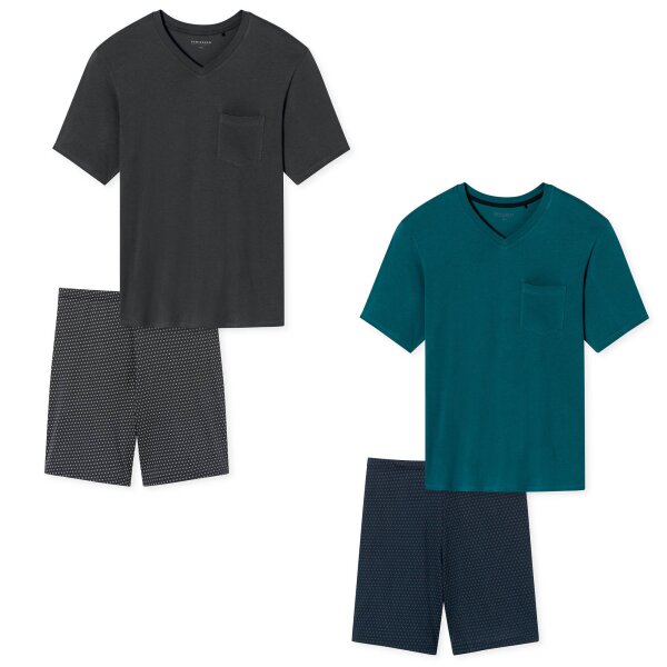 SCHIESSER mens pyjama set - short, V-neck, cotton