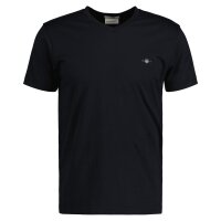 GANT mens T-shirt V-neck, slim fit - SLIM SHIELD V-NECK T-SHIRT, short sleeve, cotton Black M (Medium)