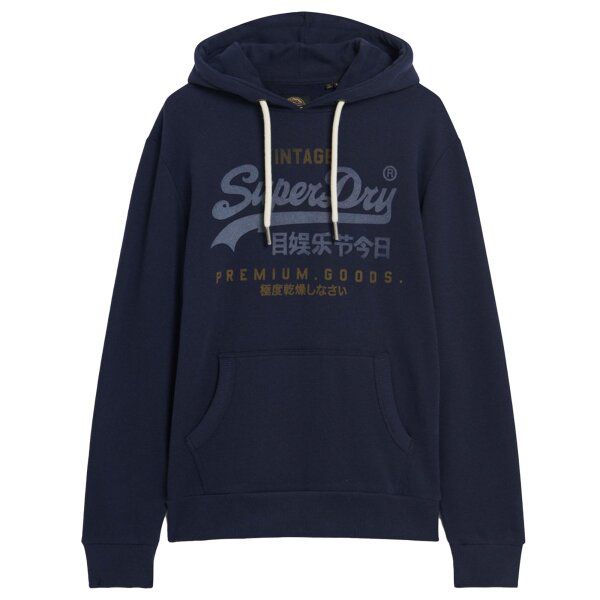Superdry Herren Hoodie - Classic Vintage Logo Heritage Hoodie, Kapuzen-Pullover, Logo Dunkelblau S