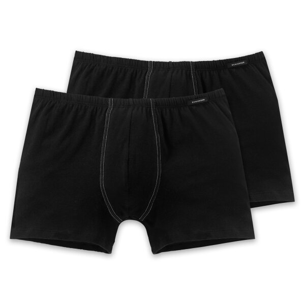SCHIESSER Mens Shorts 2-pack - Pants, Boxer, Essentials, Cotton Stretch Black 2XL (XX-Large)