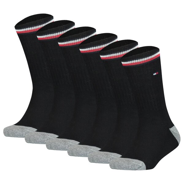 TOMMY HILFIGER Kinder Socken, 6er Pack - ICONIC SPORTS, Frottee-Sohle, 27-42 Schwarz 27-30