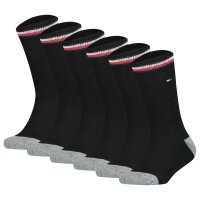 TOMMY HILFIGER Childrens socks, 6-pack - ICONIC SPORTS, terry sole, 27-42 Black 27-30 (10-11 UK)