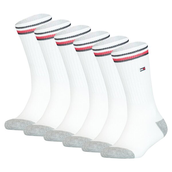 TOMMY HILFIGER Kinder Socken, 6er Pack - ICONIC SPORTS, Frottee-Sohle, 27-42 Weiß 39-42