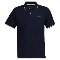 GANT Herren Poloshirt - TIPPING PIQUE RUGGER, Kurzarm, Knopfleiste, Logo, uni Blau L