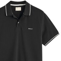 GANT Herren Poloshirt - TIPPING PIQUE RUGGER, Kurzarm, Knopfleiste, Logo, uni Schwarz M