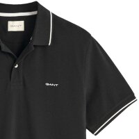 GANT Herren Poloshirt - TIPPING PIQUE RUGGER, Kurzarm, Knopfleiste, Logo, uni Schwarz M