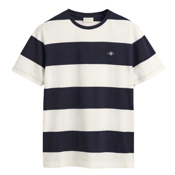 GANT Herren T-Shirt gestreift - BAR STRIPE T-SHIRT, Rundhals, Kurzarm, Baumwolle Weiß M