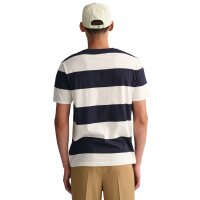 GANT Herren T-Shirt gestreift - BAR STRIPE T-SHIRT, Rundhals, Kurzarm, Baumwolle Weiß M