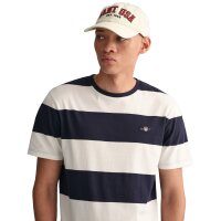 GANT Herren T-Shirt gestreift - BAR STRIPE T-SHIRT, Rundhals, Kurzarm, Baumwolle Weiß M