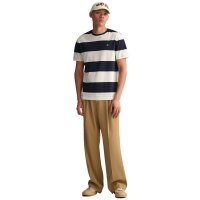 GANT mens striped T-shirt - BAR STRIPE T-SHIRT, round neck, short sleeves, cotton White M (Medium)