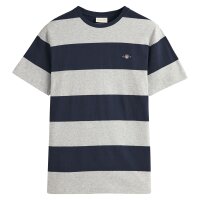 GANT Herren T-Shirt gestreift - BAR STRIPE T-SHIRT, Rundhals, Kurzarm, Baumwolle Grau M