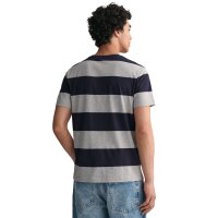 GANT Herren T-Shirt gestreift - BAR STRIPE T-SHIRT, Rundhals, Kurzarm, Baumwolle Grau M