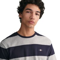 GANT mens striped T-shirt - BAR STRIPE T-SHIRT, round neck, short sleeves, cotton Grey M (Medium)