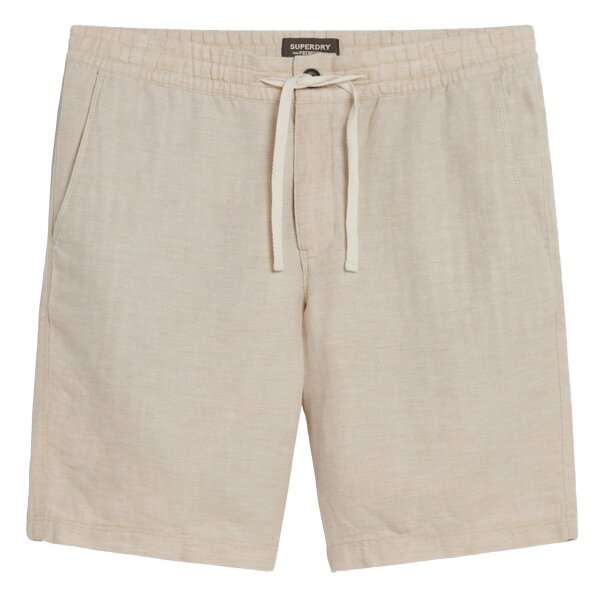Superdry Mens Bermuda Shorts - Drawstring Linen Shorts, Linen, solid color Beige XL (X-Large)