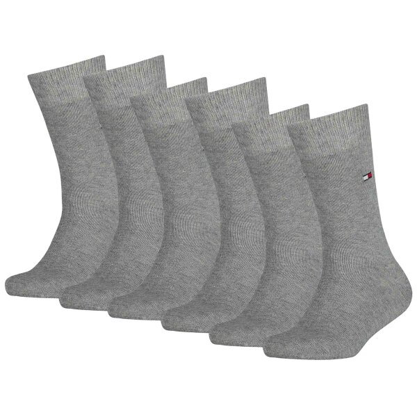 TOMMY HILFIGER Kinder Socken, 6er Pack - Basic, TH, 23-42, einfarbig Grau 39-42