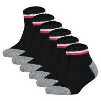 TOMMY HILFIGER childrens quarter socks, 6-pack - ICONIC SPORTS, terry sole Black 35-38 (2.5-5 UK)