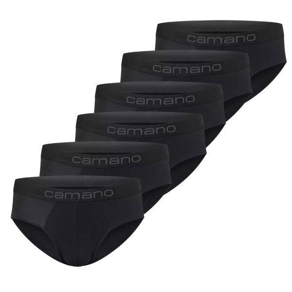 Camano Herren Slips, 6er Pack - Comfort BCI Cotton, Unterhosen, Stretch Baumwolle Schwarz 2XL