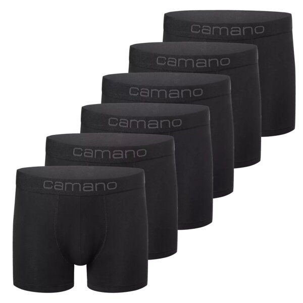Camano Herren Boxershorts, 6er Pack - Comfort BCI Cotton, Unterhosen, Stretch Baumwolle Schwarz 2XL