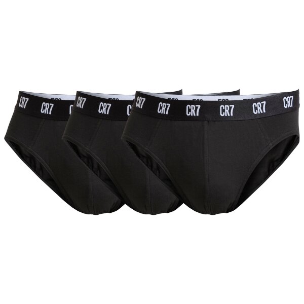 CR7 Mens Briefs, 3-pack - Briefs, Logo Waistband, Stretch Cotton Black M (Medium)