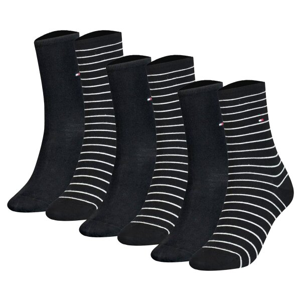 TOMMY HILFIGER Damen Socken, 6er Pack - Womens Patterned Styles Schwarz 39-42