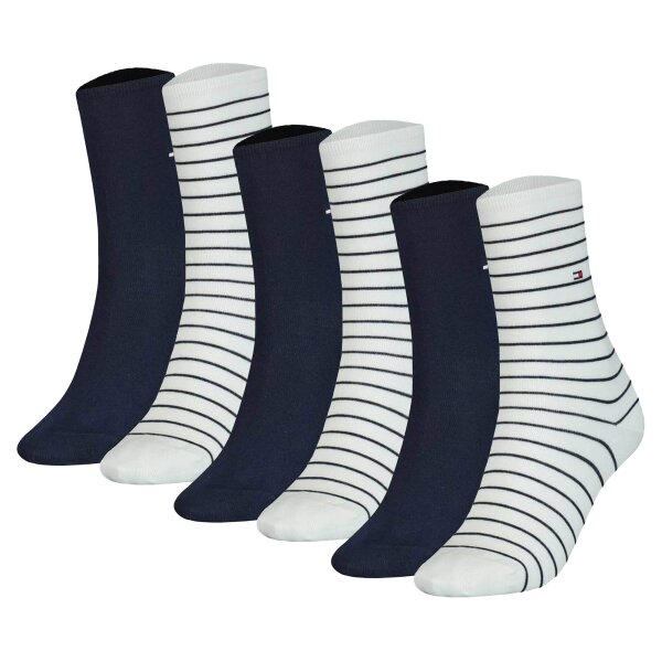 TOMMY HILFIGER Womens Socks, 6-Pack - Womens Patterned Styles Dark blue/White 39-42