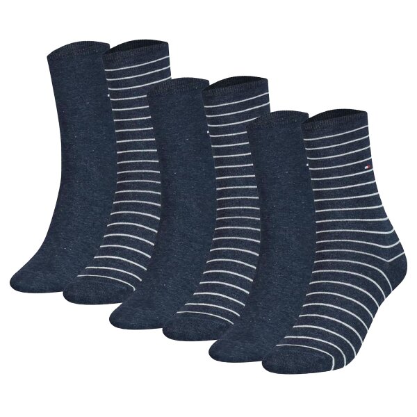 TOMMY HILFIGER Damen Socken, 6er Pack - Womens Patterned Styles Jeansblau 39-42