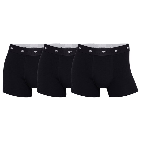 CR7 Herren Boxershorts, 3er Pack - Bambus-Viskose,Trunks, Cotton Stretch, Logobund Schwarz S