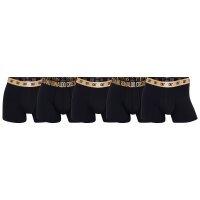 CR7 Men Boxer Shorts, Pack of 5 - Trunks, Travel Pouch, Cotton Stretch, Logo Waistband Black/Gold S (Small)