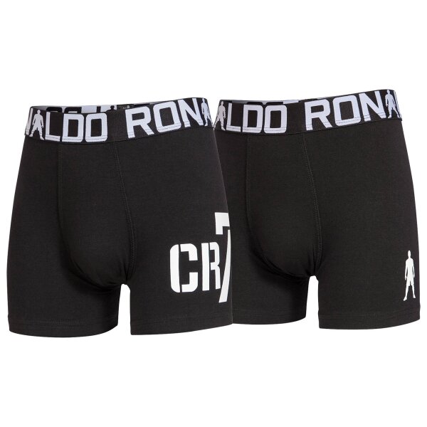 CR7 Boys Boxer Shorts, 2-Pack - Trunks, Cotton Stretch, Logo Waistband Black 104/110