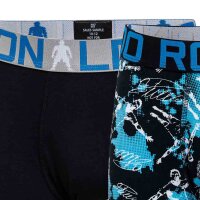 CR7 Boys Boxer Shorts, 2-Pack - Trunks, Cotton Stretch, Logo Waistband Black/Blue 104/110