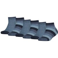 TOMMY HILFIGER Kinder Quarter-Socken, 6er Pack - Basic Stripe, Streifen, 23-42 Blau 39-42