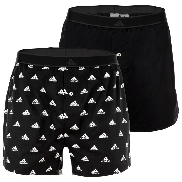 adidas mens woven boxer shorts, 2-pack - shorts, woven fabric, cotton, pattern Black S (Small)