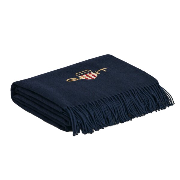 GANT Blanket - ARCHIVE SHIELD THROW, 130 x 180cm, cotton-wool fabric, logo, single-coloured