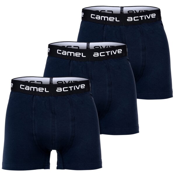 camel active Herren Boxershorts, 3er Pack - Trunks, Cotton Stretch, Logobund, einfarbig