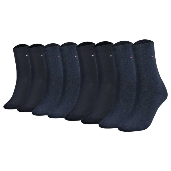 TOMMY HILFIGER Damen Socken, 8er Pack - Sock Casual, ECOM, Kurzsocken, uni Blau 39-42