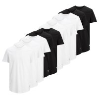 JACK&JONES Herren T-Shirt, 10er Pack - JJENOA, kurzarm, Rundhals, Baumwolle, einfarbig Weiß/Schwarz S