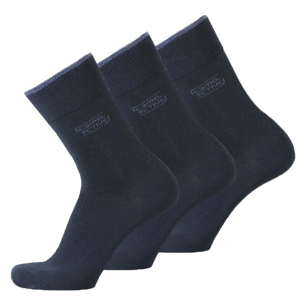 camel active Herren Socken, 3er Pack - Basic Socken, Bio-Baumwolle Dunkelblau 39-42