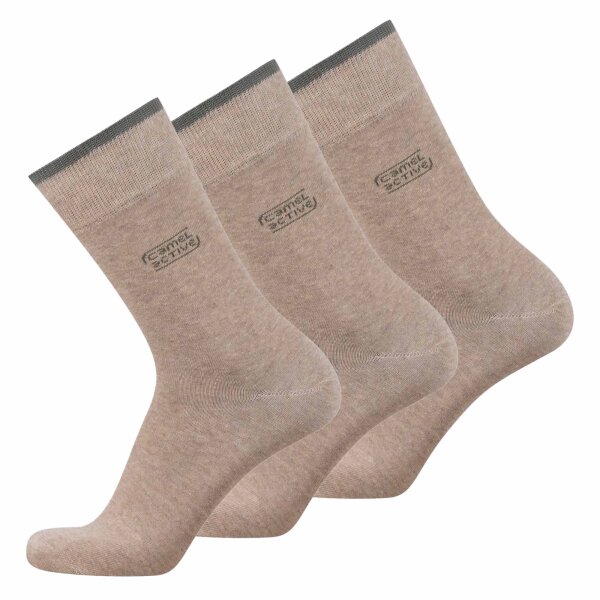 camel active Herren Socken, 3er Pack - Basic Socken, Bio-Baumwolle Beige melange 43-46
