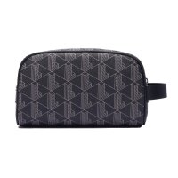 LACOSTE Mens Toiletry Bag - The Blend Monogram Toiletry Bag, 14x22x11cm (HxWxD) Black